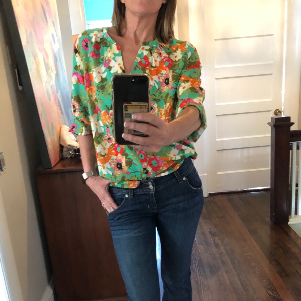Green Floral Blouse